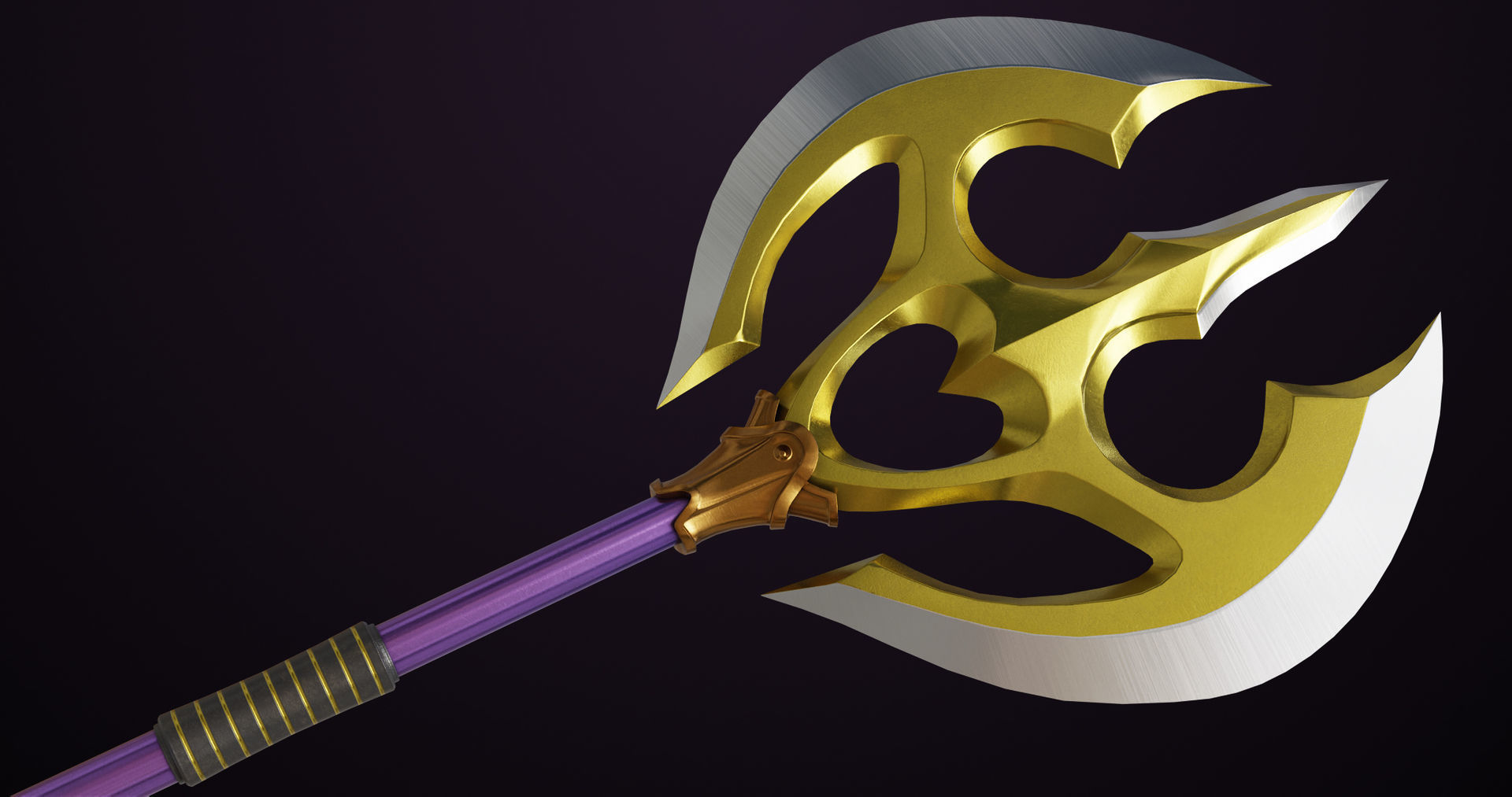 Battle Axe 06 Golden All PBR Unity UE Textures Included Low-poly 3D model_14