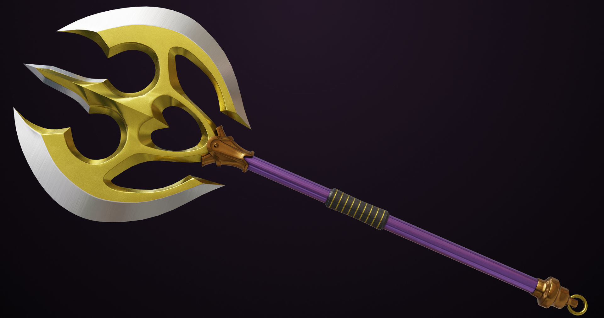 Battle Axe 06 Golden All PBR Unity UE Textures Included Low-poly 3D model_4