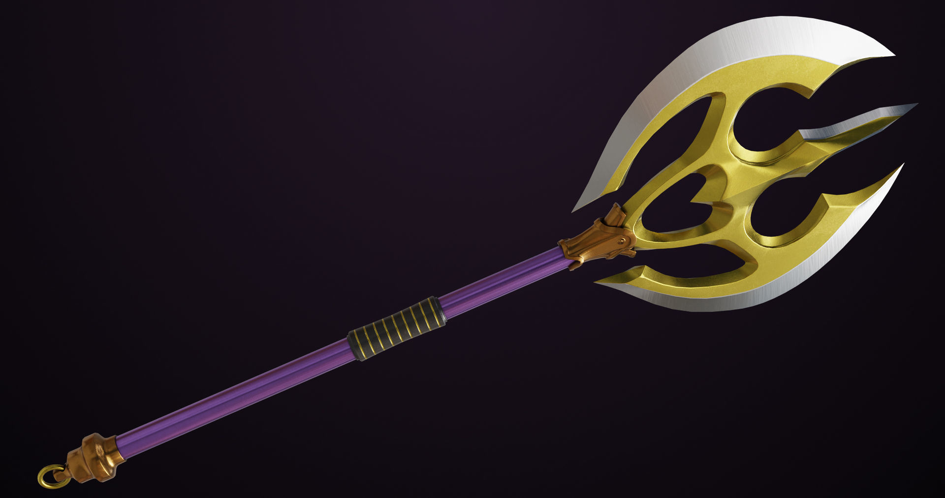 Battle Axe 06 Golden All PBR Unity UE Textures Included Low-poly 3D model_13