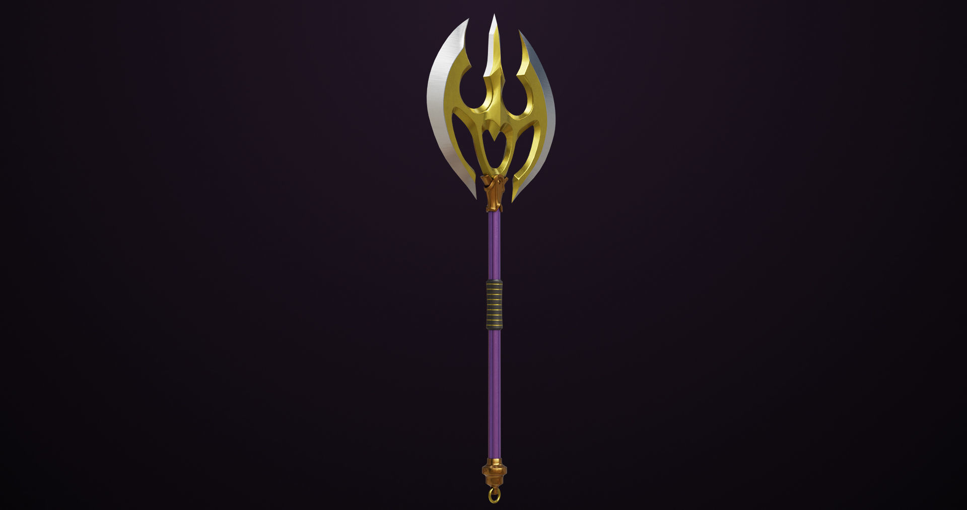 Battle Axe 06 Golden All PBR Unity UE Textures Included Low-poly 3D model_2