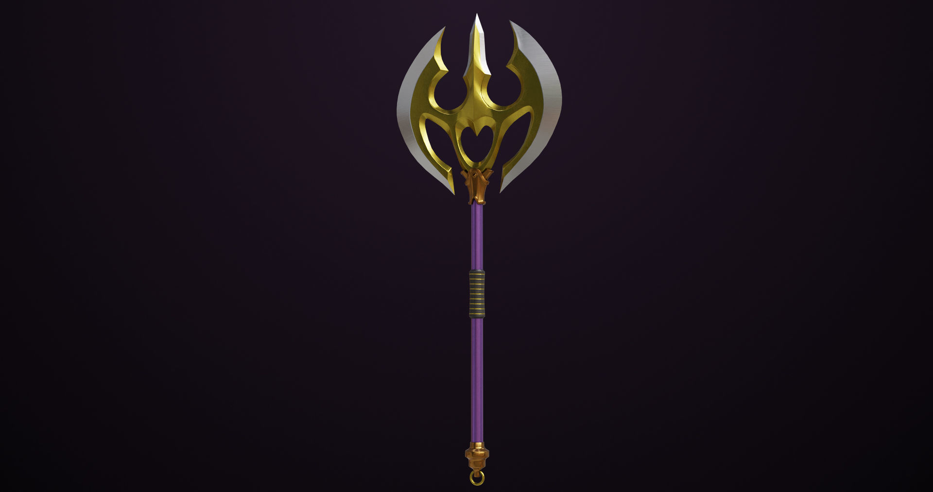 Battle Axe 06 Golden All PBR Unity UE Textures Included Low-poly 3D model_3