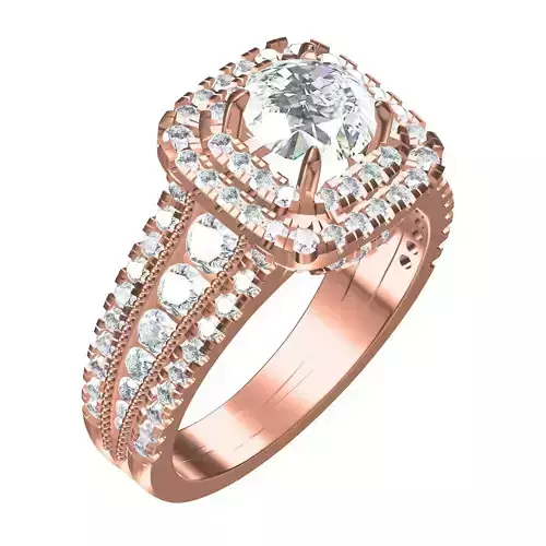 Dual Halo Bridal Ring Set for Women