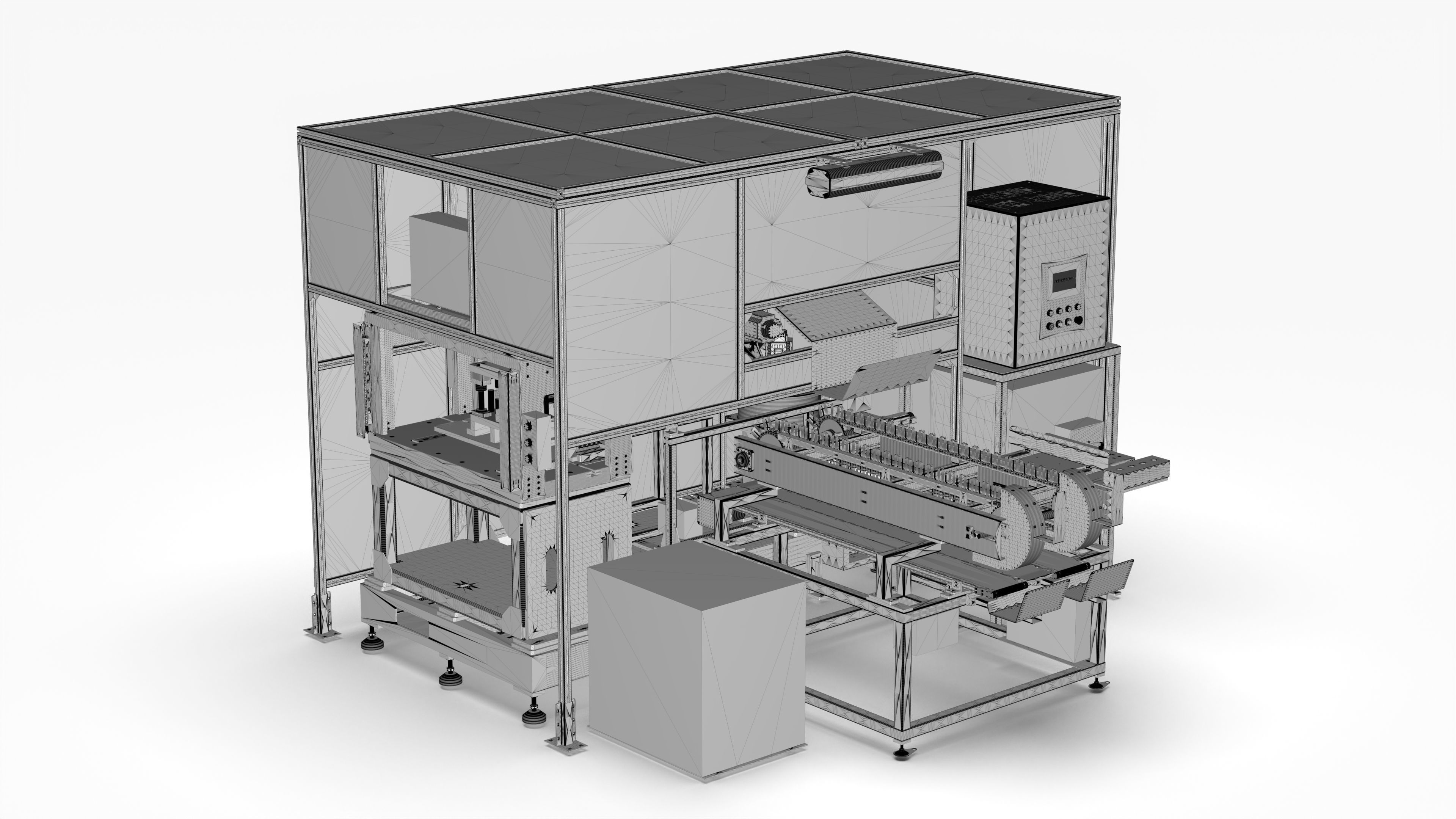 Automatic Industry Parts Water Cutting and Punching Line 3D model_13
