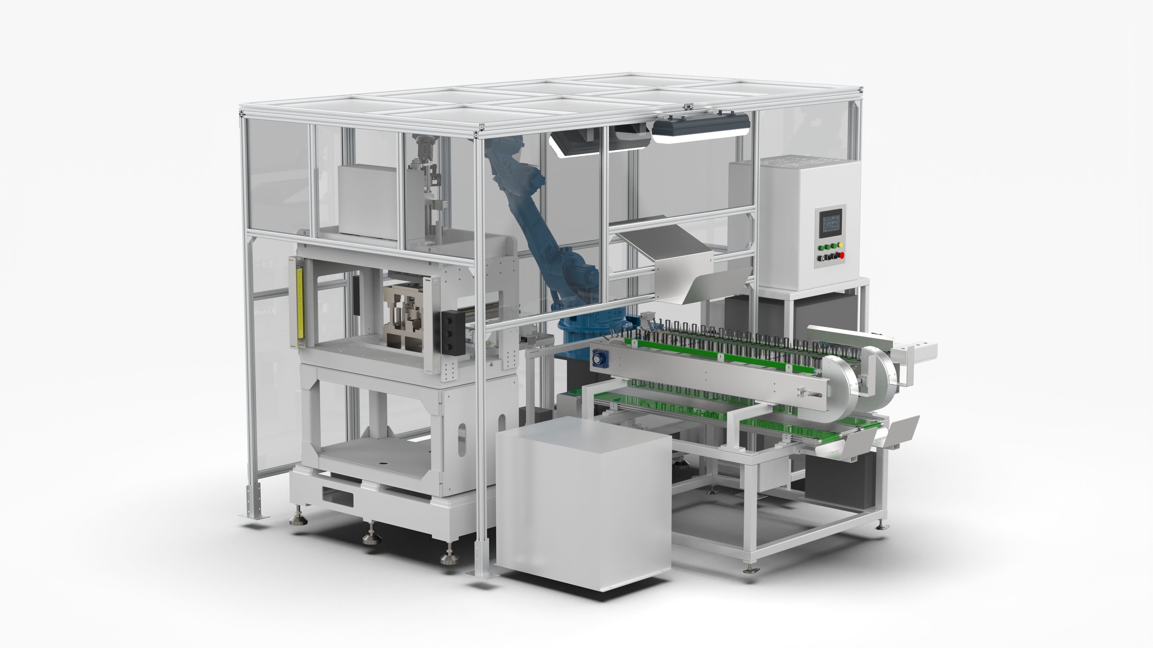 Automatic Industry Parts Water Cutting and Punching Line 3D model_1