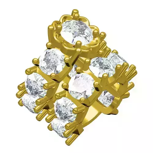 Antique Big Diamond Half Eternity Bridal Ring Set