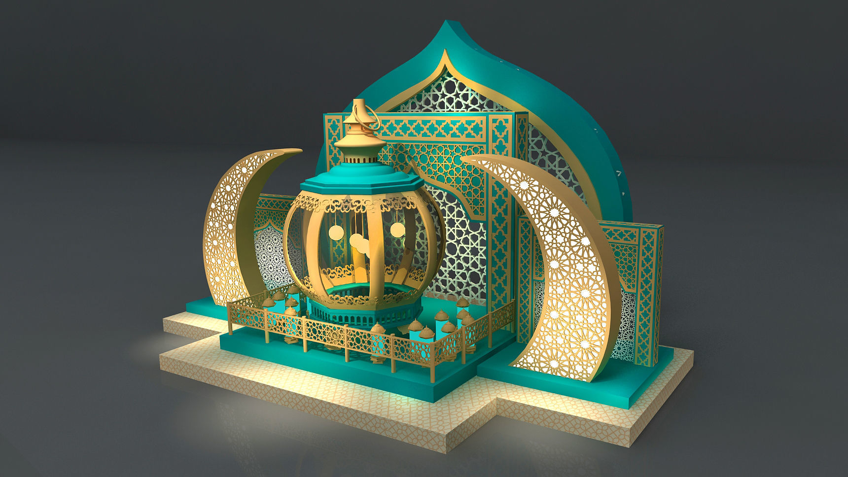 Arabic theme installation Low-poly 3D model_1