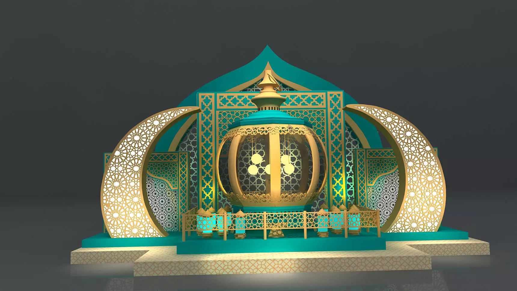 Arabic theme installation Low-poly 3D model_0