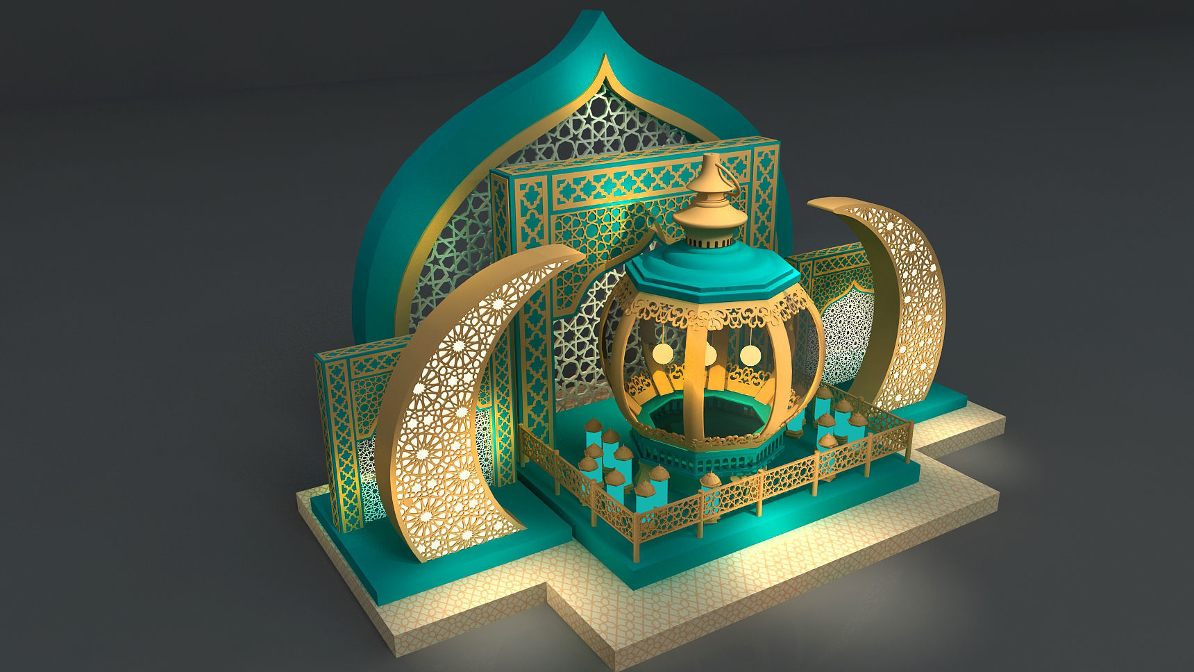Arabic theme installation Low-poly 3D model_2