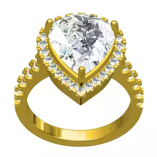 Pear Halo Solitaire Engagement Ring