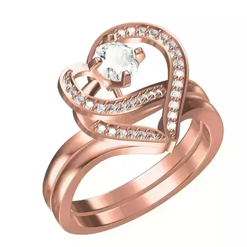 Unique Dual Heart Engagement Ring for Women