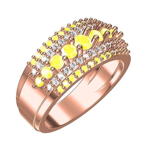 Five Row Colourful Diamond Engagement Ring 3D print model