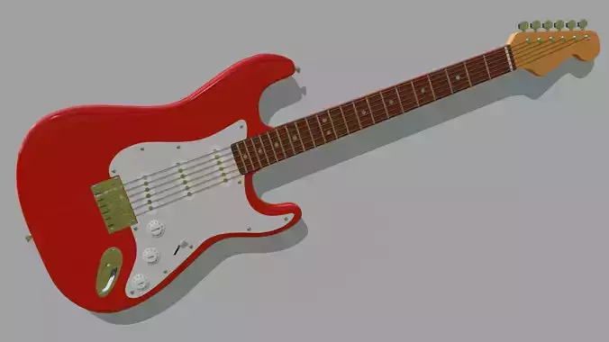 Red Stratocaster Guitar 3D model