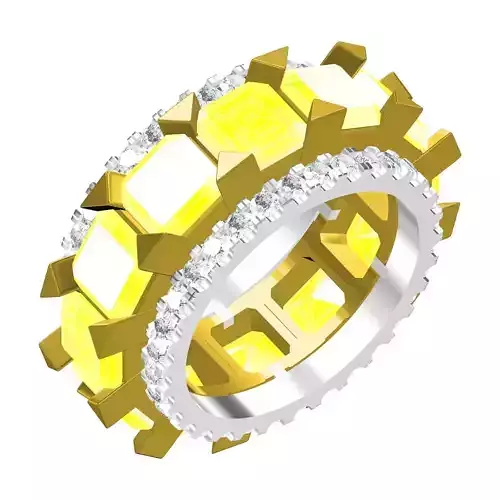 Emerald Cut Trilion Prong Eternity Band