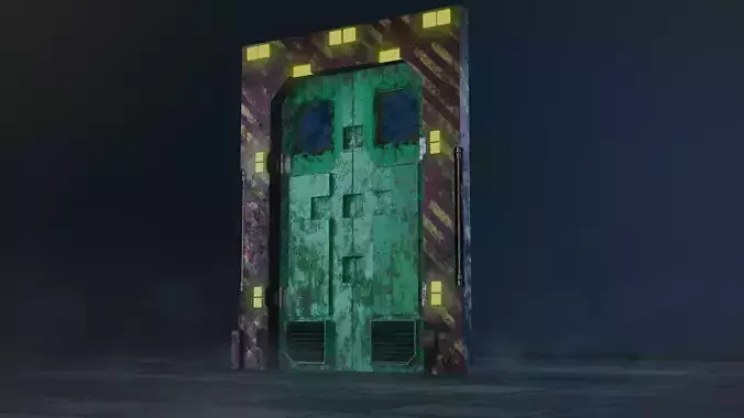 SciFi Industrial Door Game Ready PBR Asset