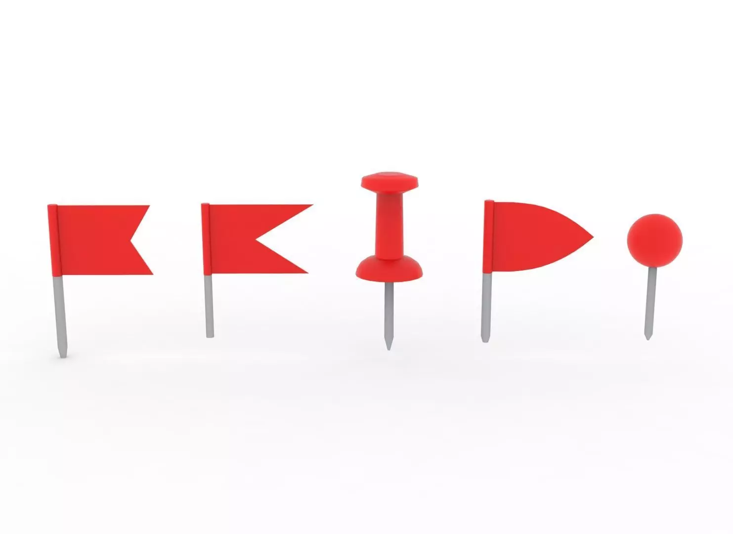 Thumbtack pins simple collection Low-poly 3D model_0