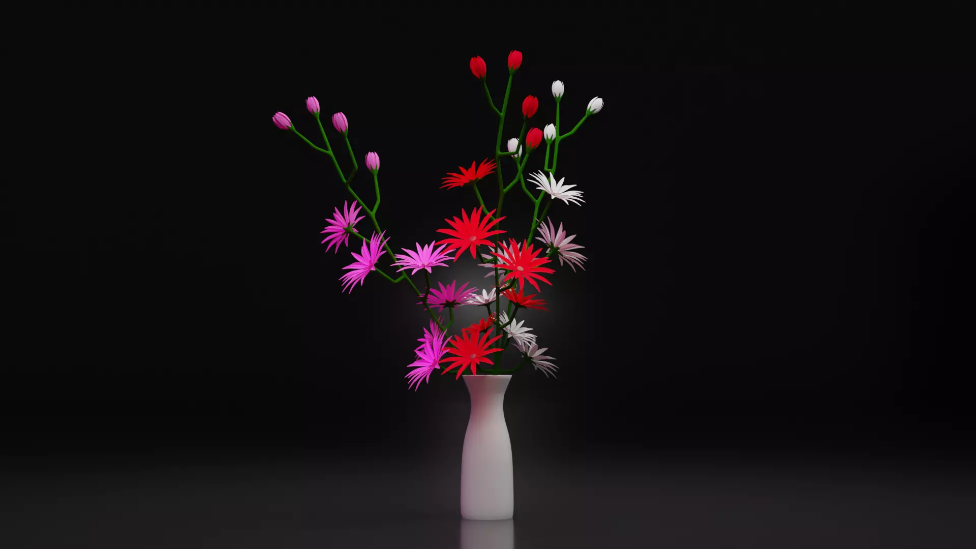 3D Flower Model flowers in vase Low-poly 3D model_0
