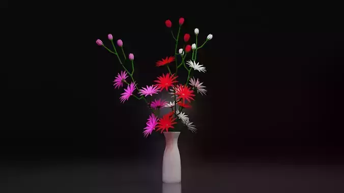 3D Flower Model flowers in vase Low-poly 3D model