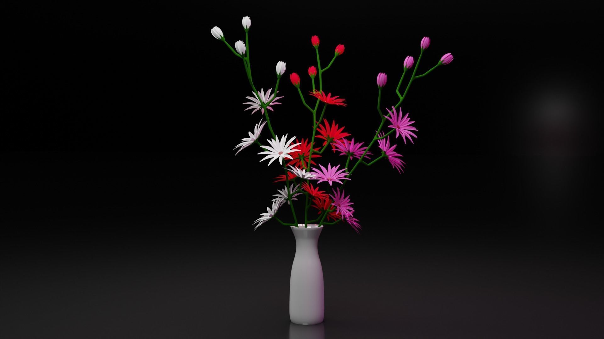 3D Flower Model flowers in vase Low-poly 3D model_2