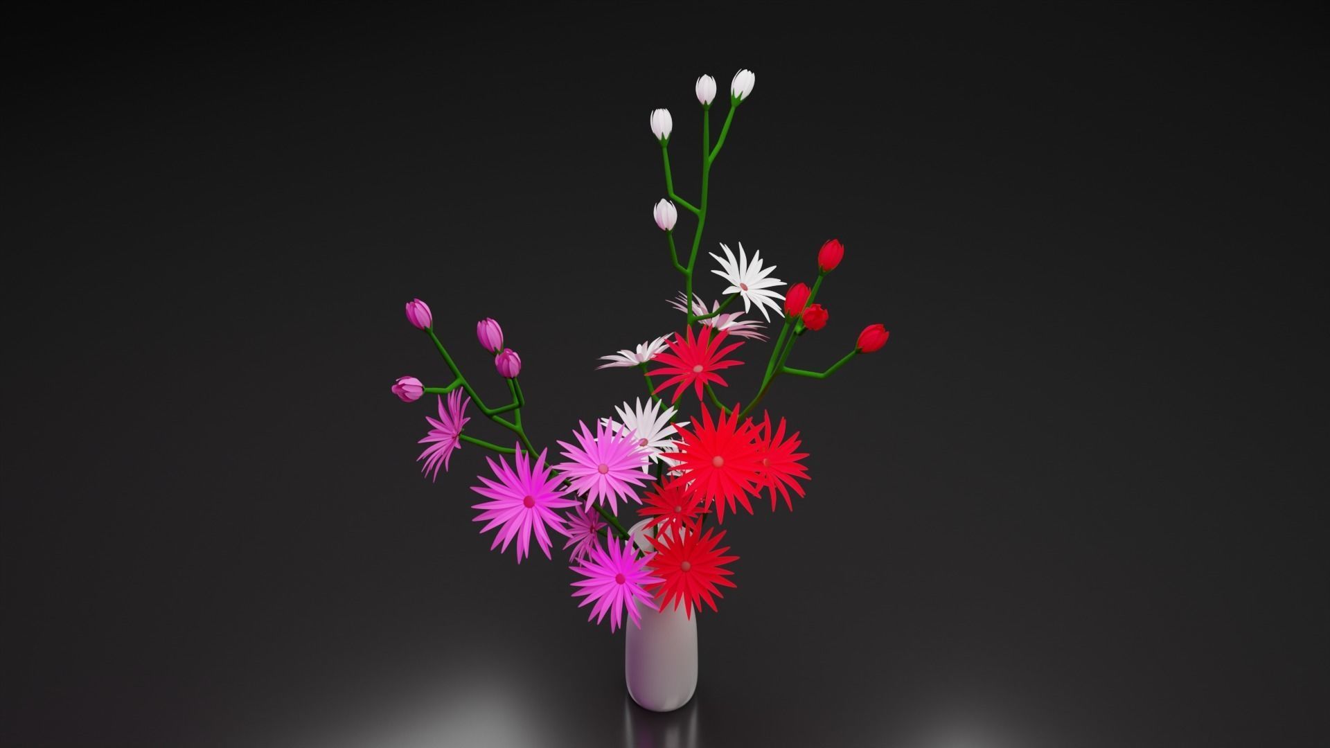 3D Flower Model flowers in vase Low-poly 3D model_4
