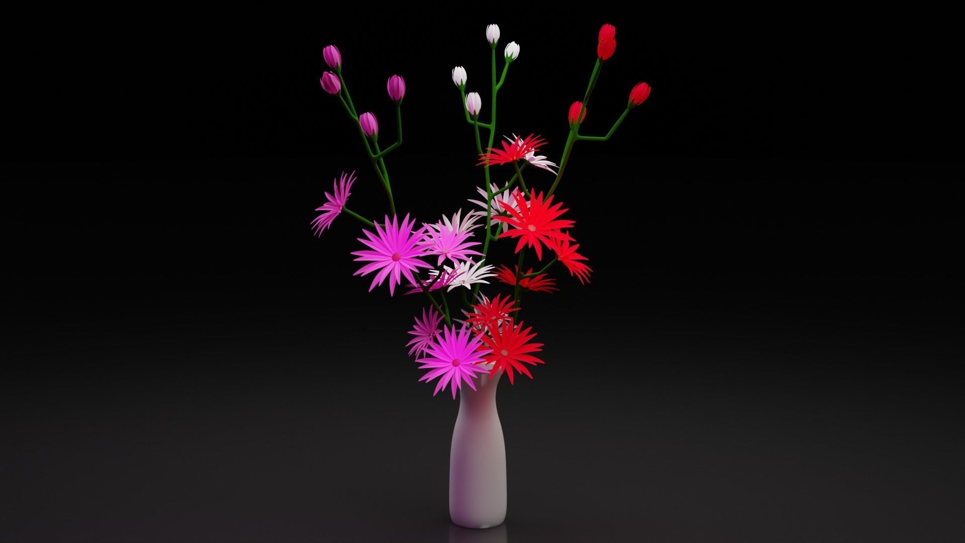 3D Flower Model flowers in vase Low-poly 3D model_1