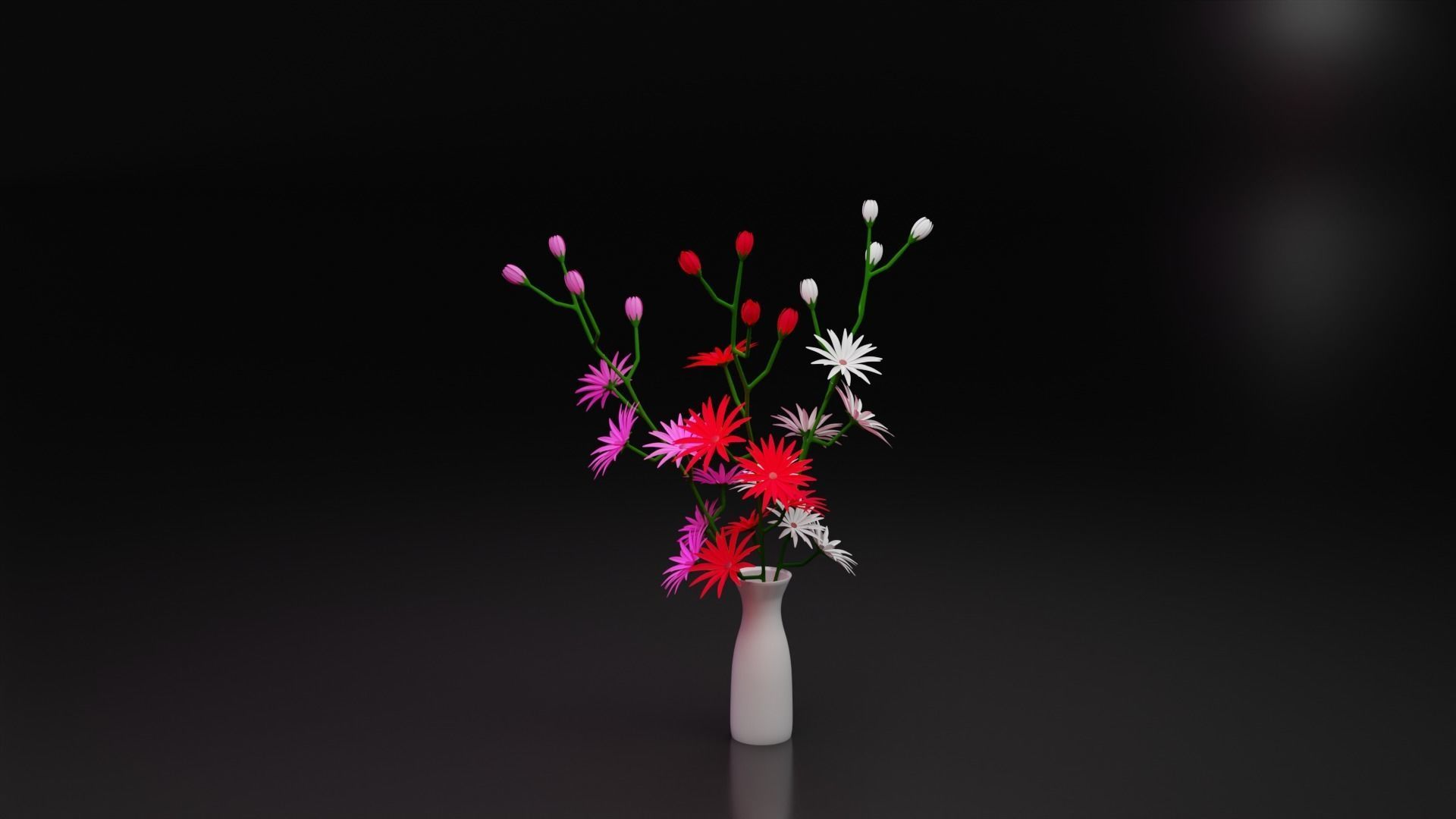 3D Flower Model flowers in vase Low-poly 3D model_3