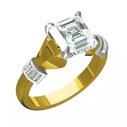 Asscher Cut Diamond Solitaire Ring