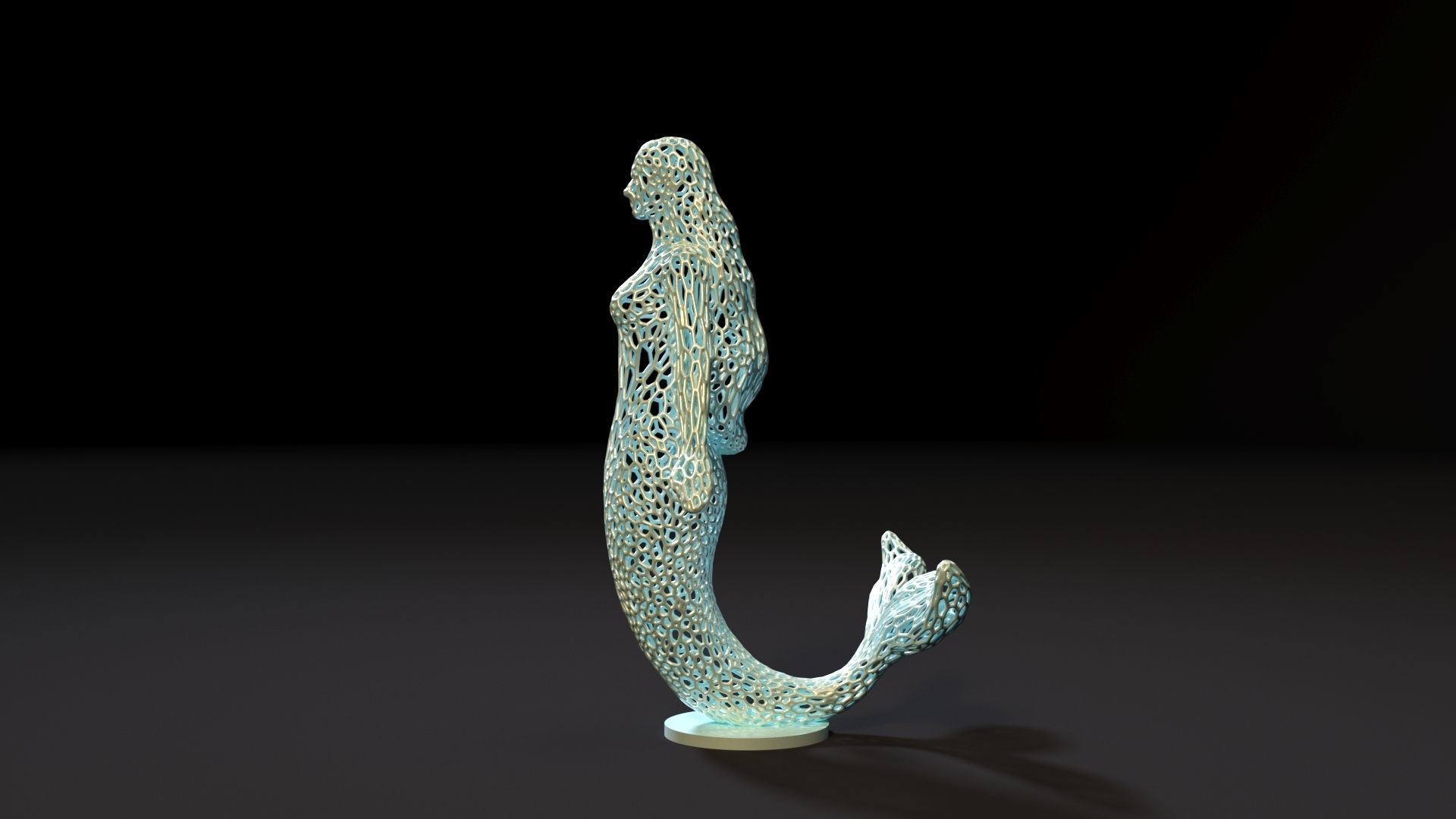 Mermaid sculpture 3D print model_2