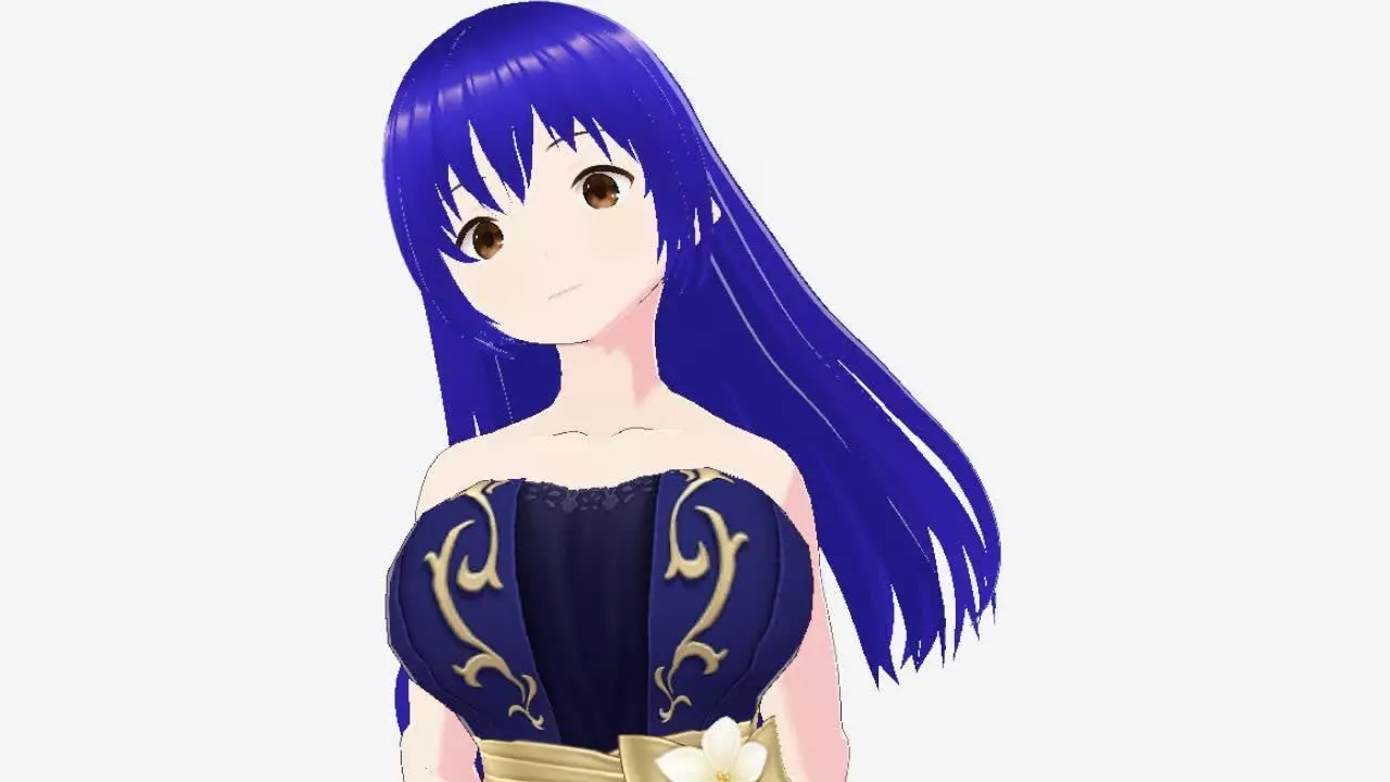 Hot Anime Princess Low-poly 3D model_0