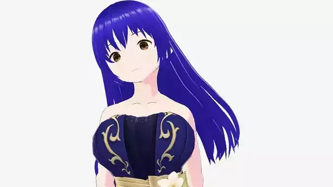 Hot Anime Princess  Low-poly 3D model