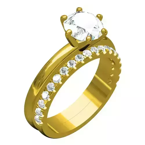 Single Stone Solitaire Ring with Band