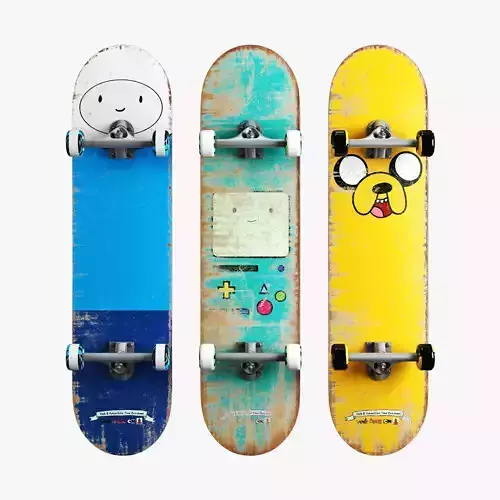 Skateboard cortoon set 3D model
