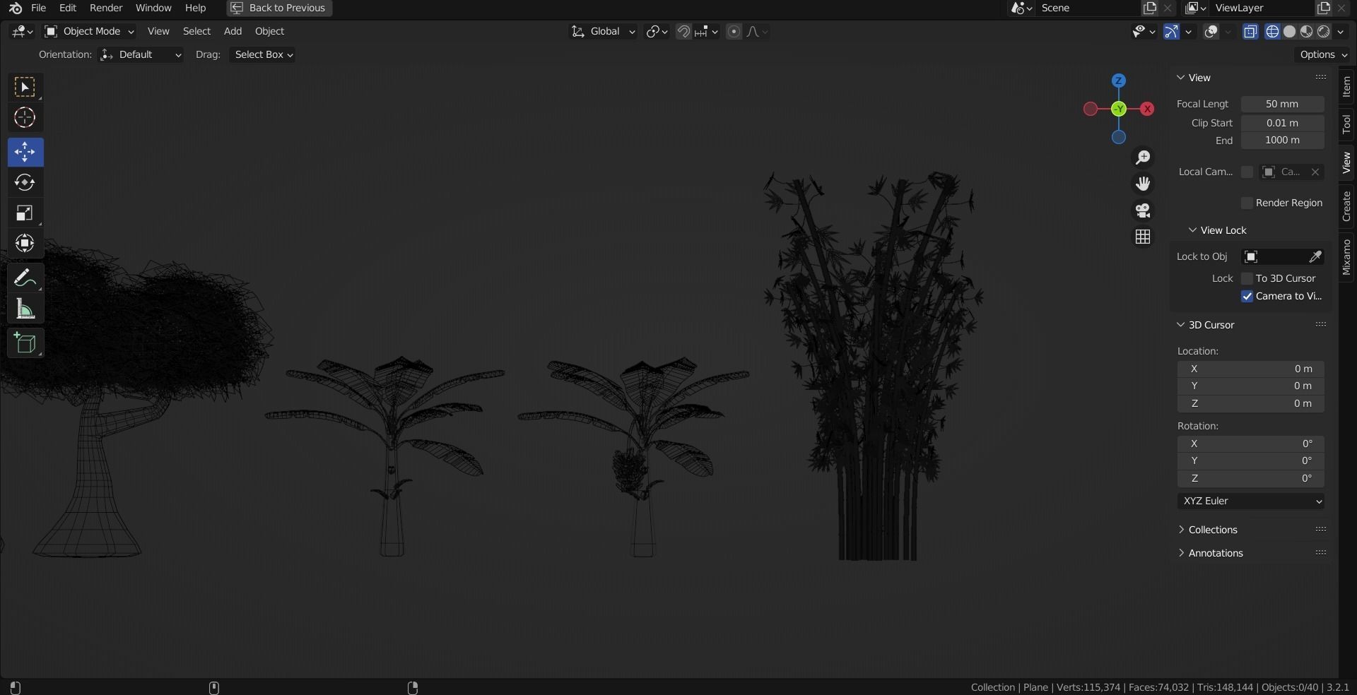 Stylized Asia Trees Blender 3D model_9