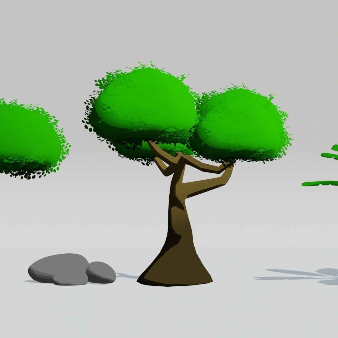Stylized Asia Trees Blender 3D model_3