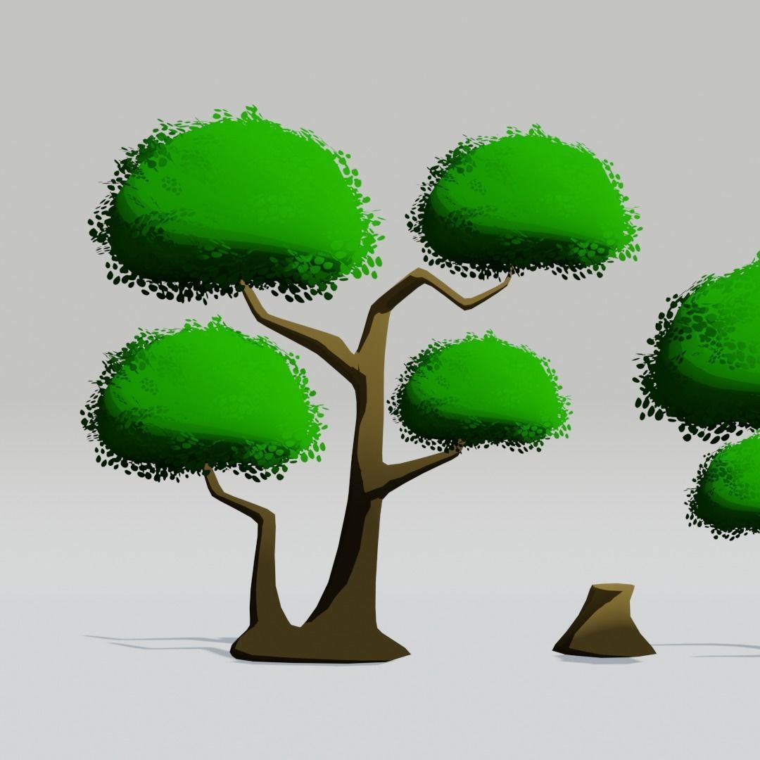 Stylized Asia Trees Blender 3D model_1
