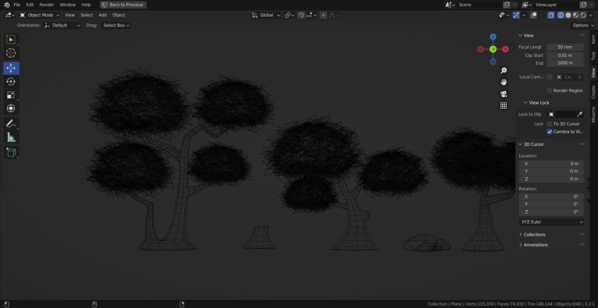 Stylized Asia Trees Blender 3D model_7
