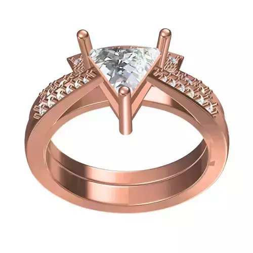 Trillion Stone Cathedral Ring with Band