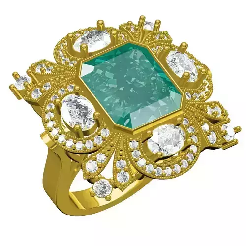 Antique Emerald Art Deco Ring