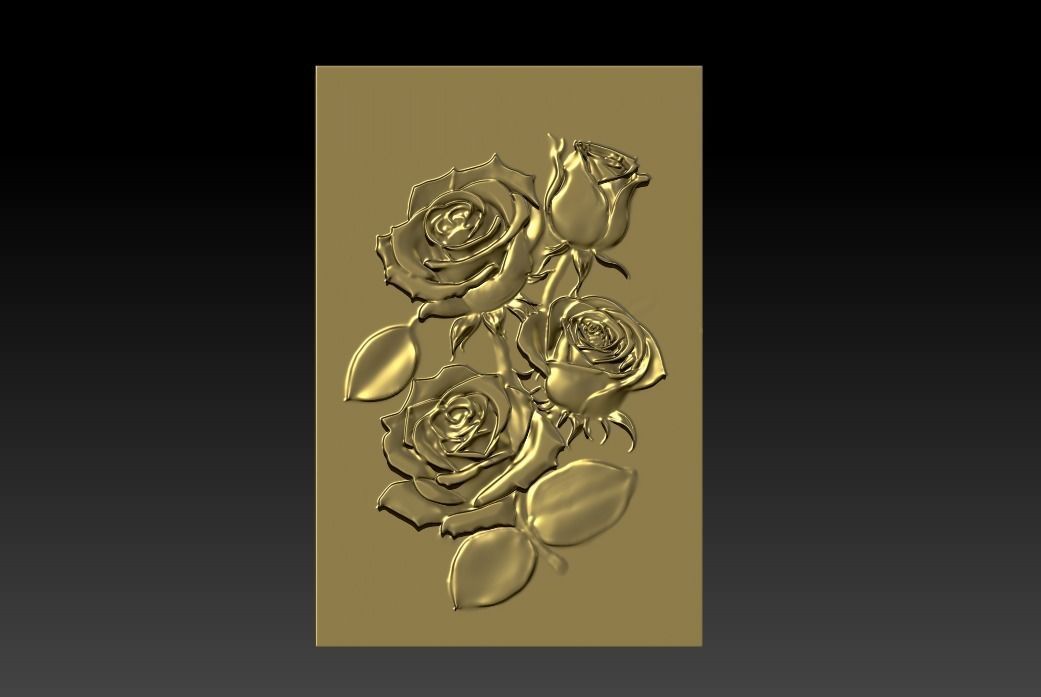 A rose relief  3D printing STL rose relief mural 3D print model_5