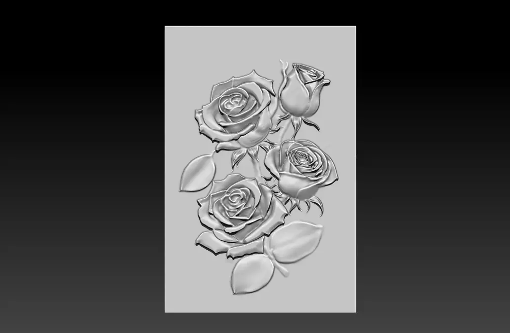 A rose relief  3D printing STL rose relief mural 3D print model_0
