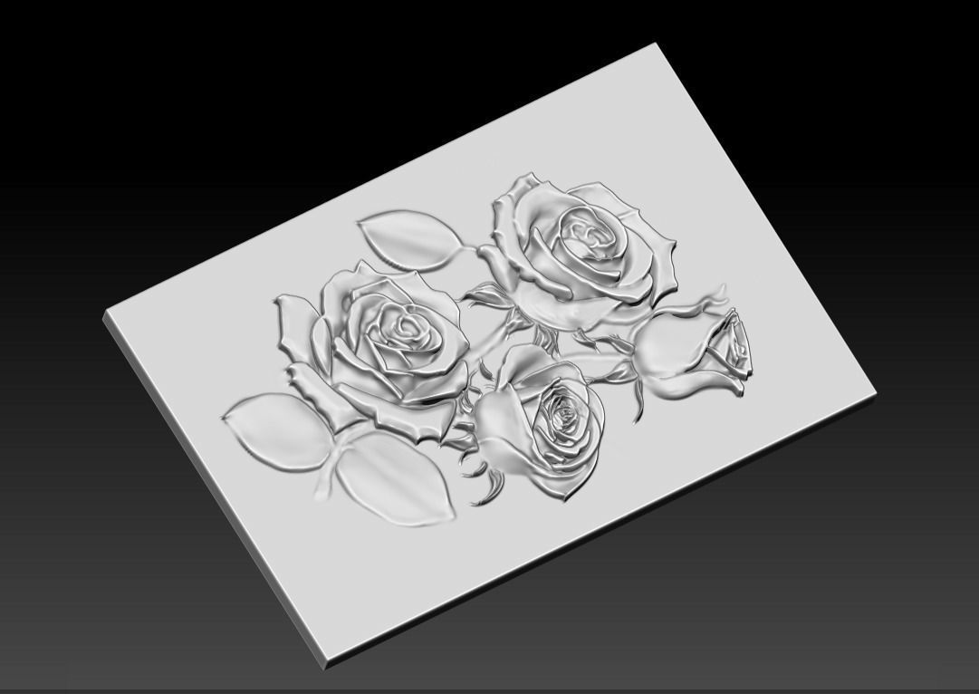 A rose relief  3D printing STL rose relief mural 3D print model_2