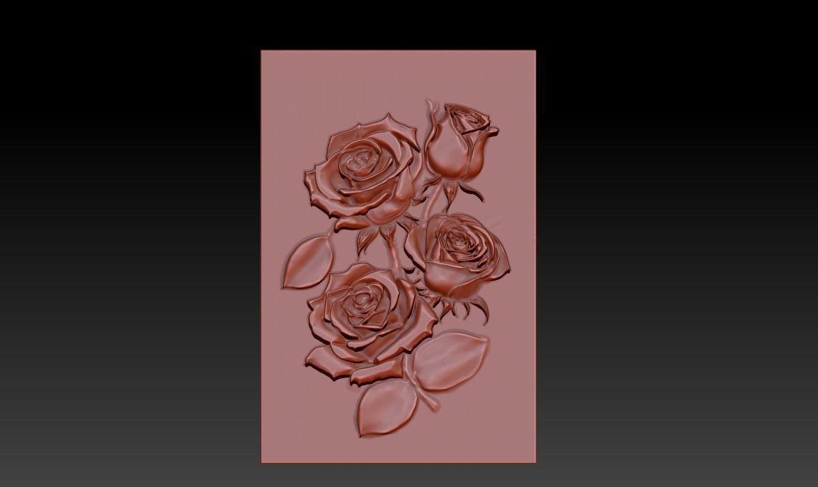 A rose relief  3D printing STL rose relief mural 3D print model_1