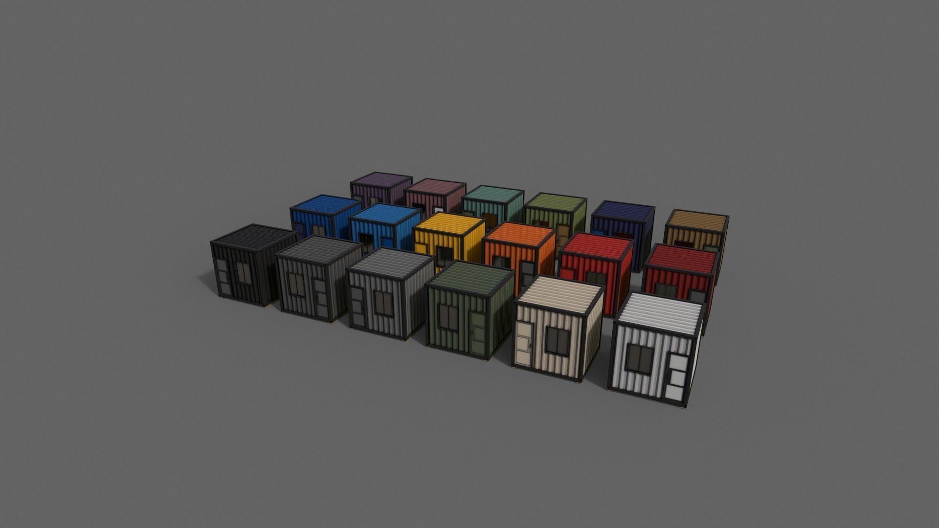 PBR Container House AA V1 Low-poly 3D model_10