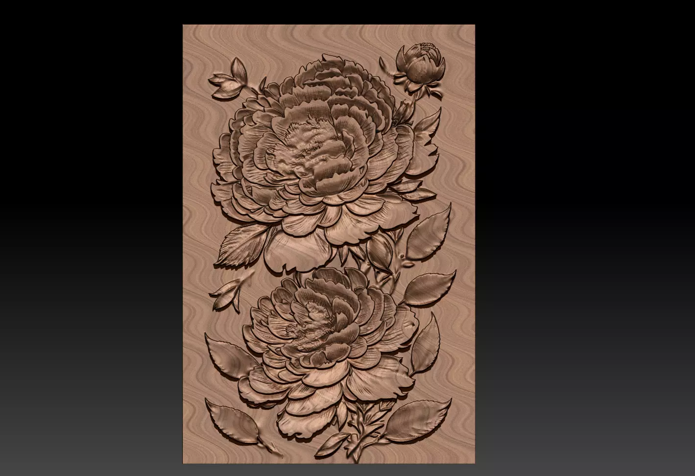 A fine carving of peony flower STL relief drawing 3D printing 3D print model