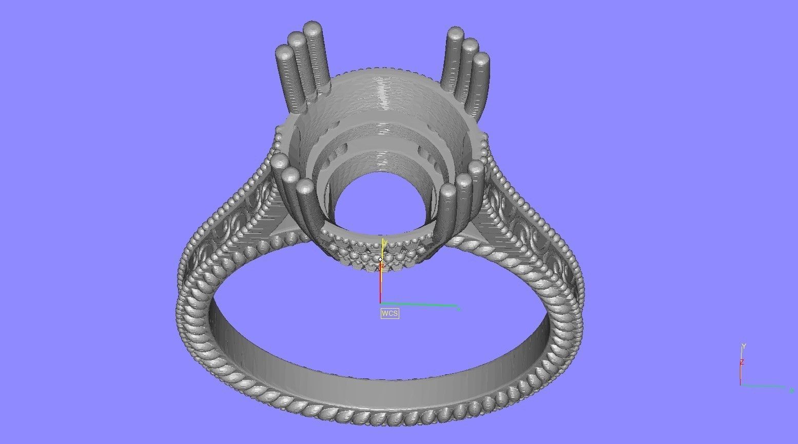 Single Stone Triple Prong Solitaire Ring 3D print model_13