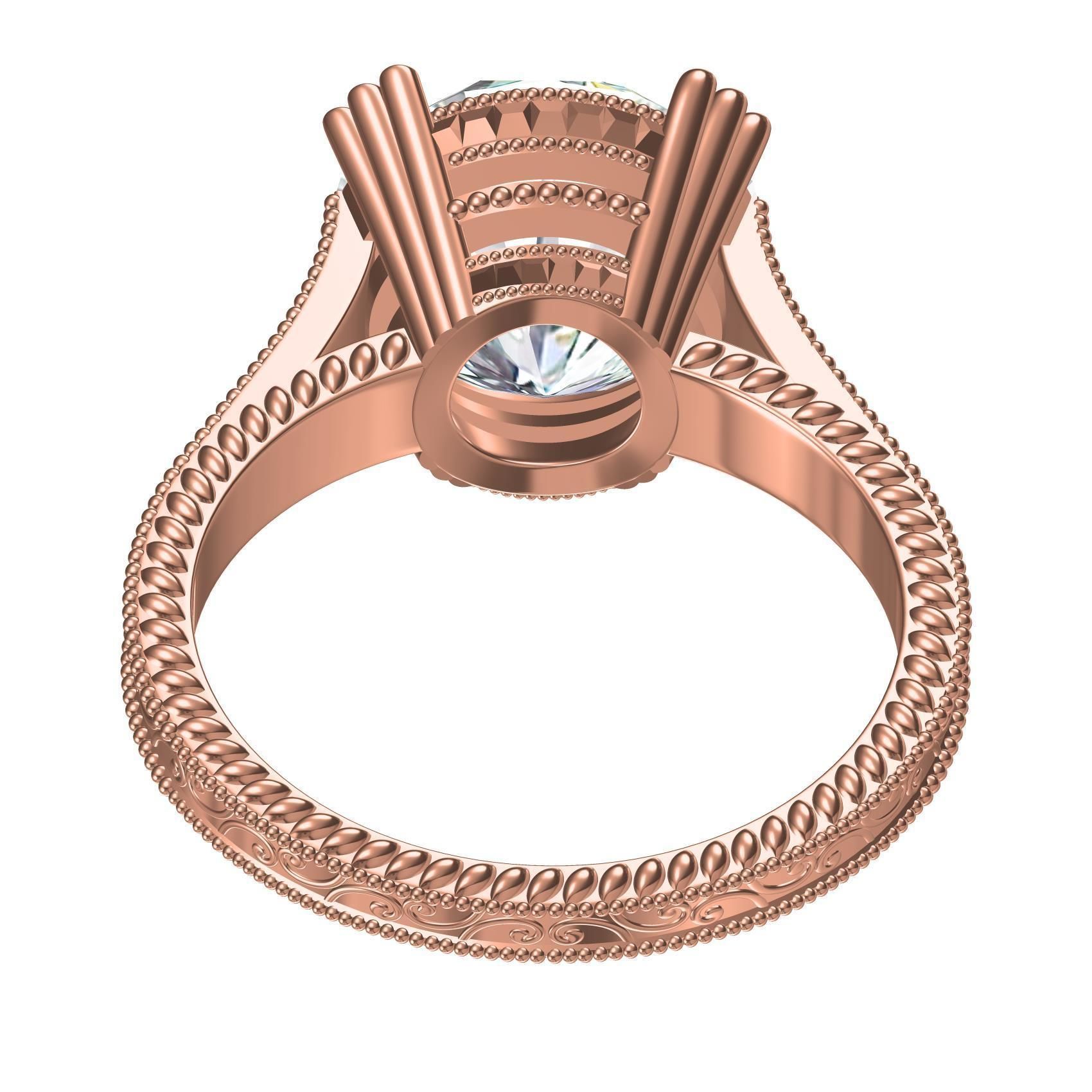 Single Stone Triple Prong Solitaire Ring 3D print model_5