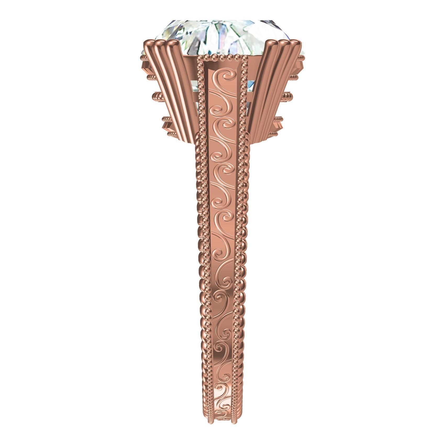 Single Stone Triple Prong Solitaire Ring 3D print model_4