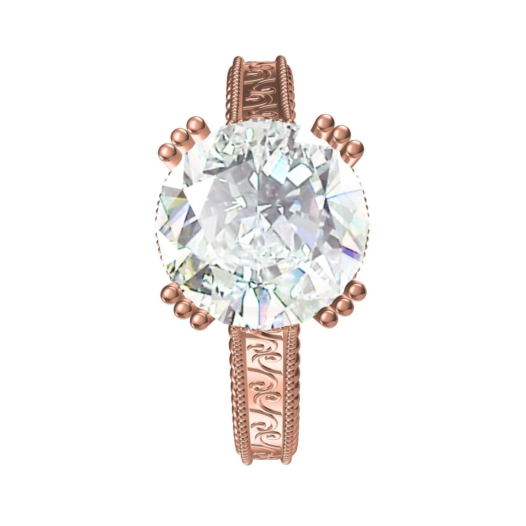 Single Stone Triple Prong Solitaire Ring 3D print model_8