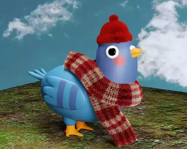 Cartoon Blue Bird 3D model 3D model