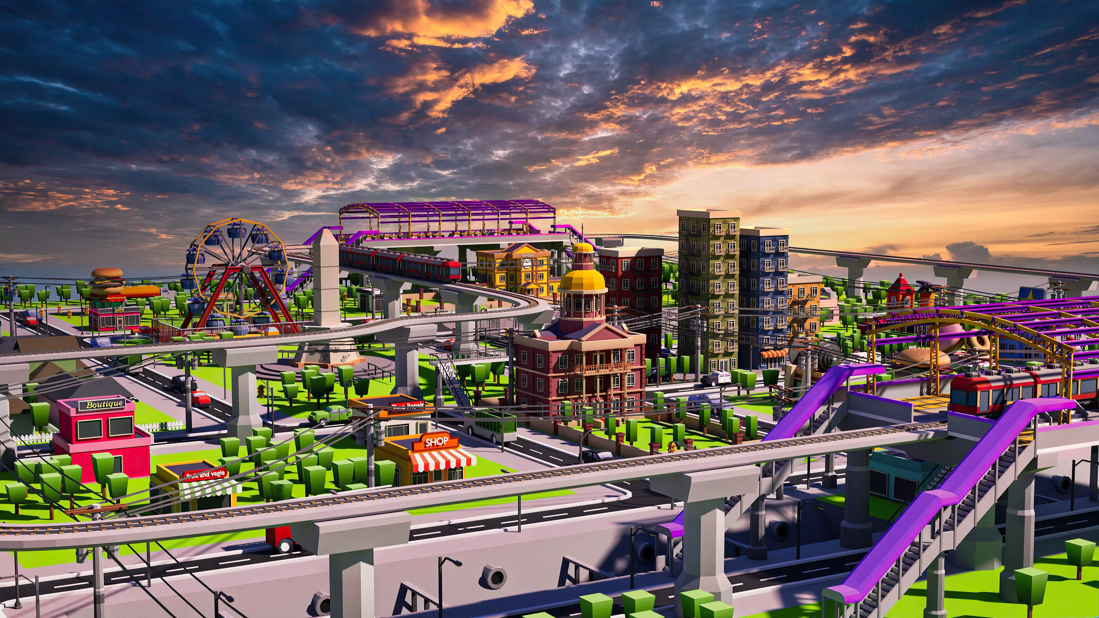 3D model City Set - Low Poly Pack VR / AR / low-poly | CGTrader