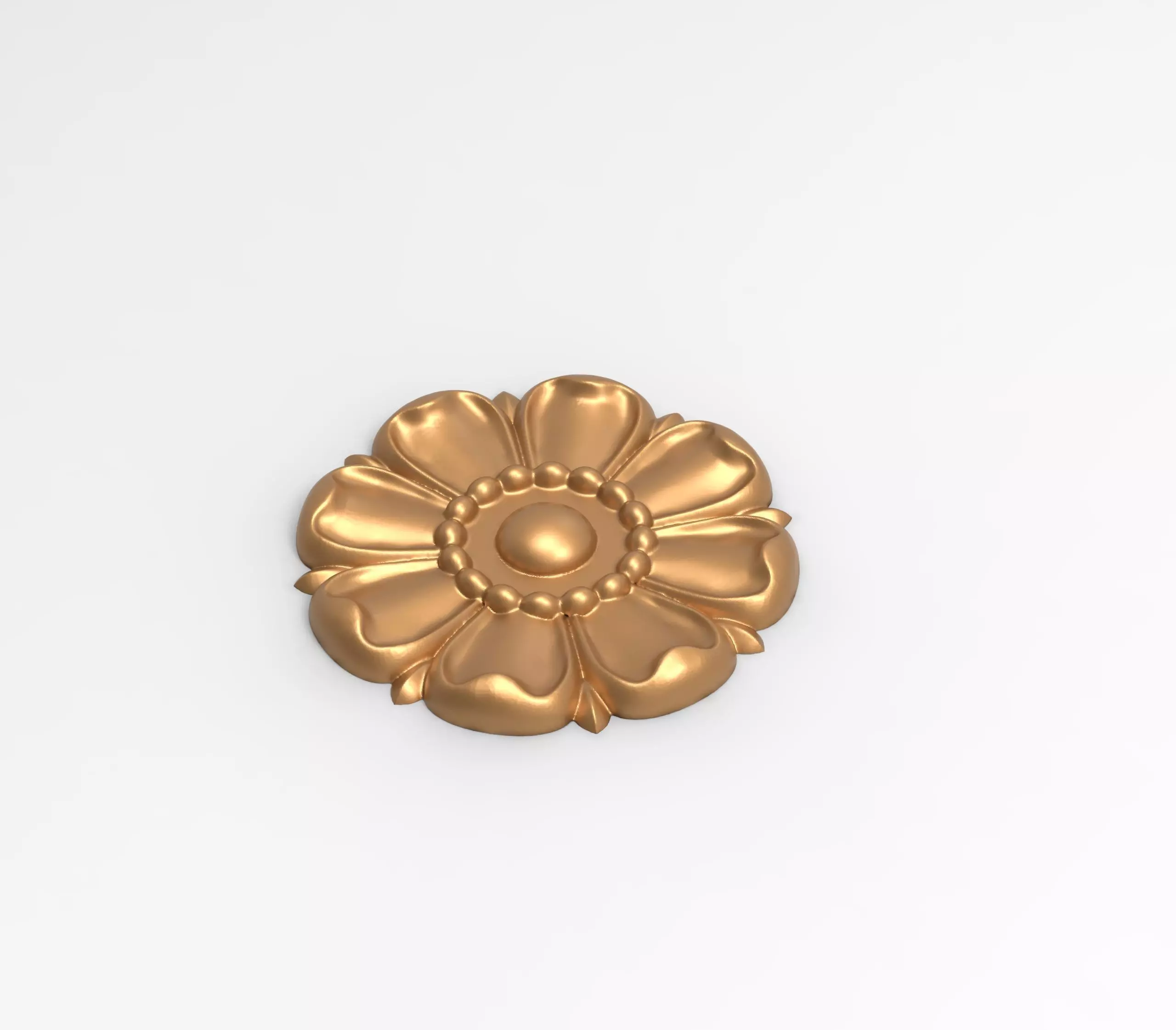 carving model gold flower Free low-poly 3D model_0